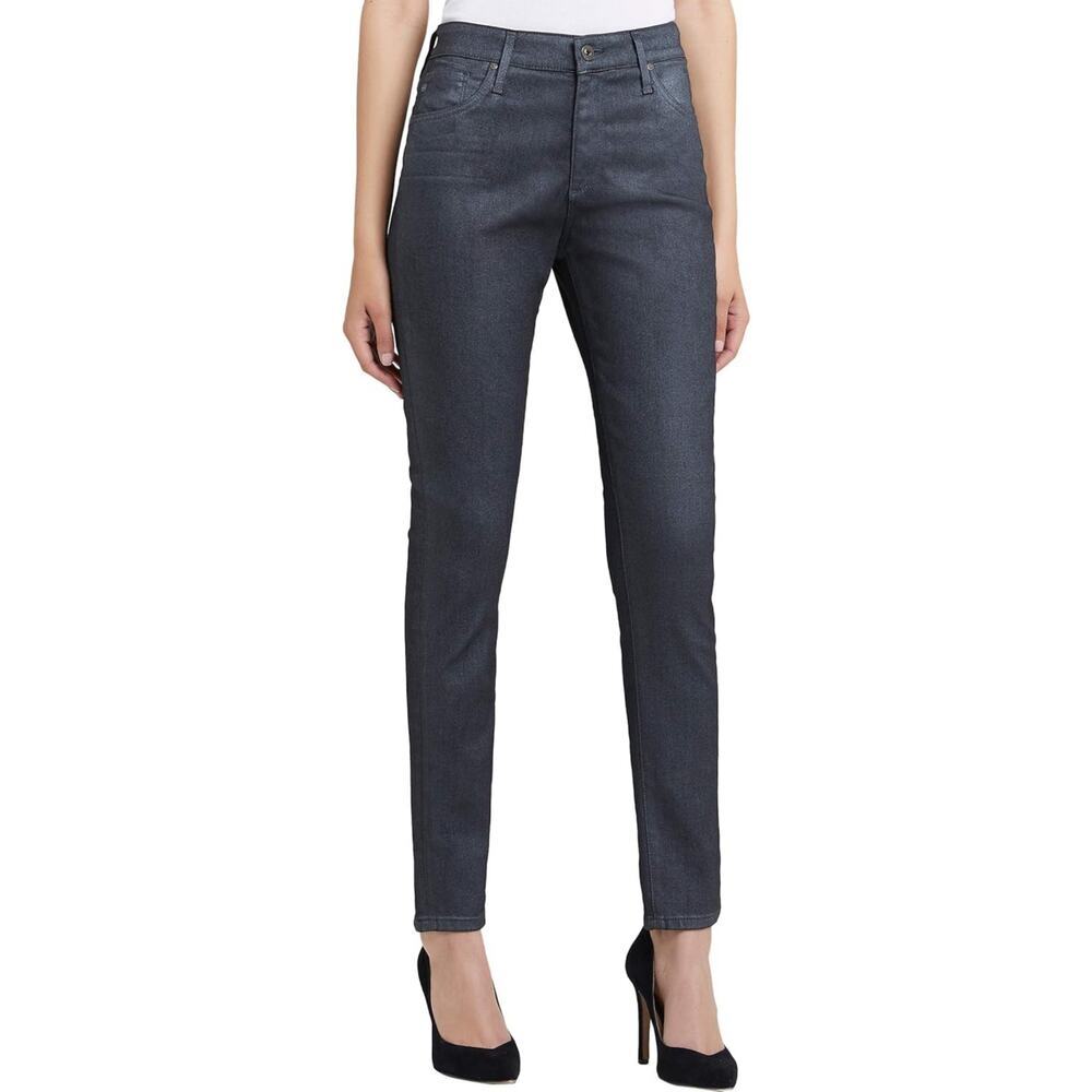 New AG Adriano Goldschmied Size 2 (25) High-Rise Skinny Jean Silver Black Coated